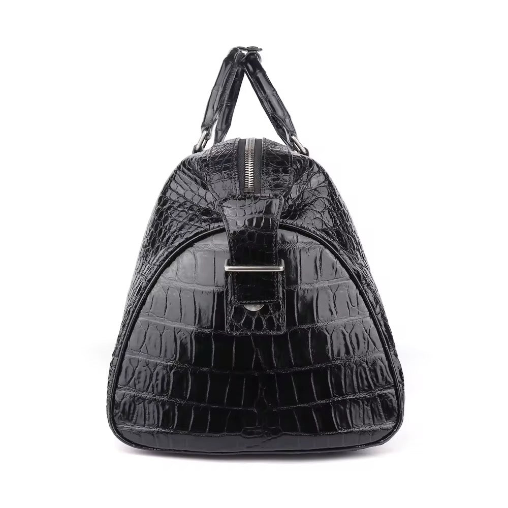 Black Crocodile Leather Travel Bag | Handmade in Italy | Noiyan