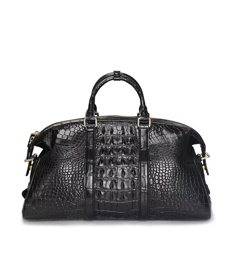 Black & Brown Crocodile Leather Travel Bag | Handmade in Italy