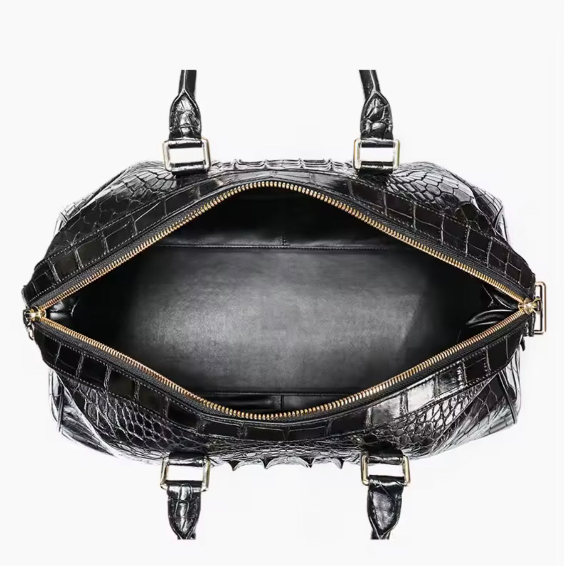 Black & Brown Crocodile Leather Travel Bag | Handmade in Italy