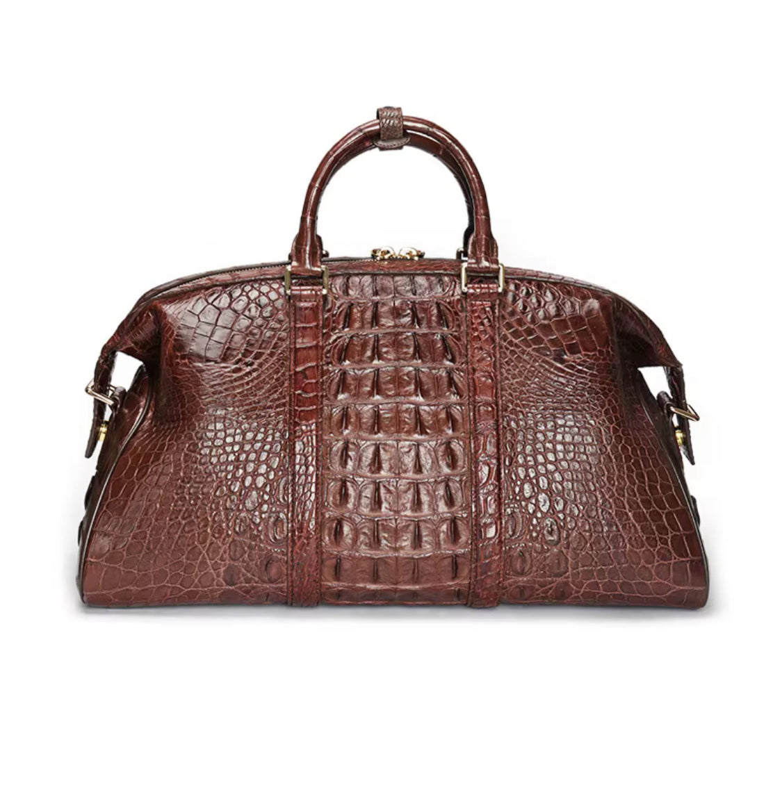 Black & Brown Crocodile Leather Travel Bag | Handmade in Italy