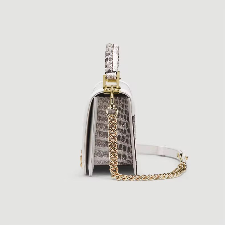 Vintage Crocodile Leather Chain Bag | Handmade in Italy | Noiyan