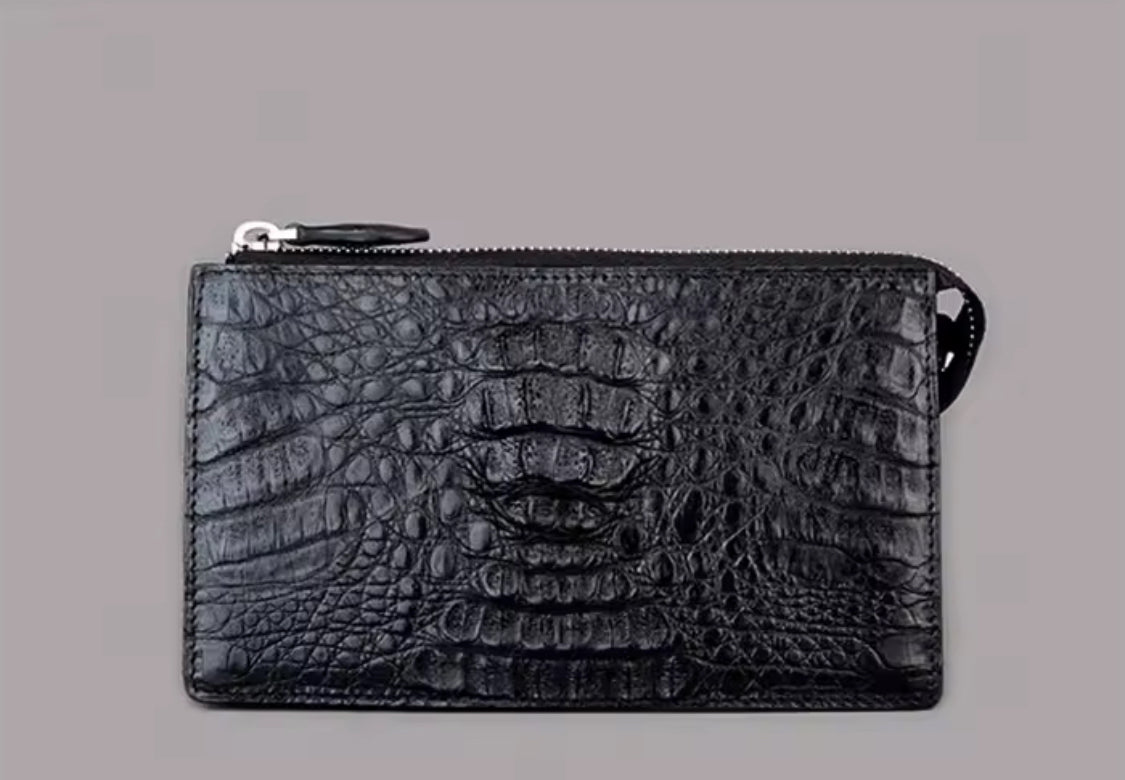Crocodile Leather Men’s Zipper Wallet | Handmade in Italy