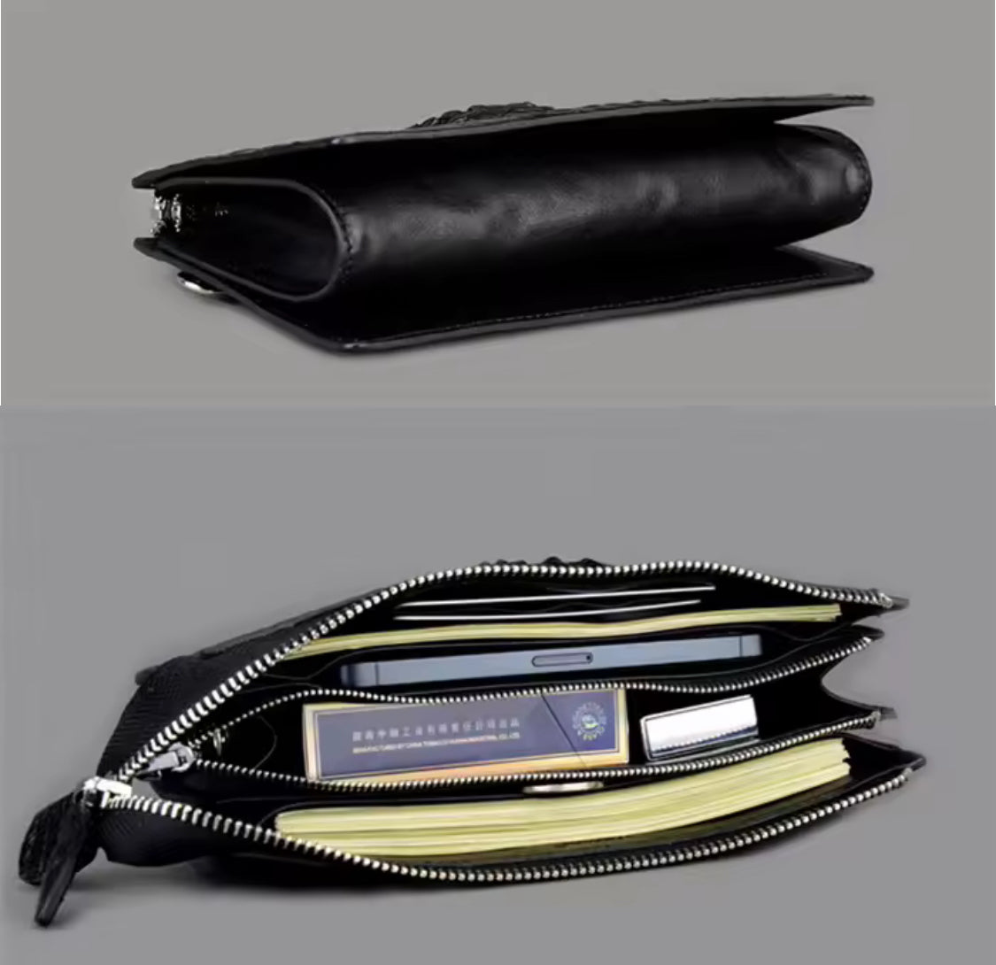 Crocodile Leather Men’s Zipper Wallet | Handmade in Italy