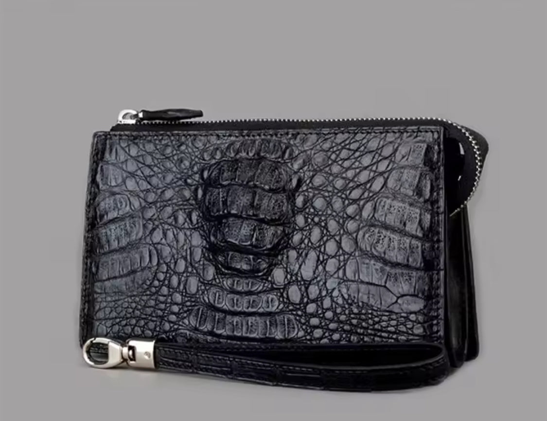 Crocodile Leather Men’s Zipper Wallet | Handmade in Italy
