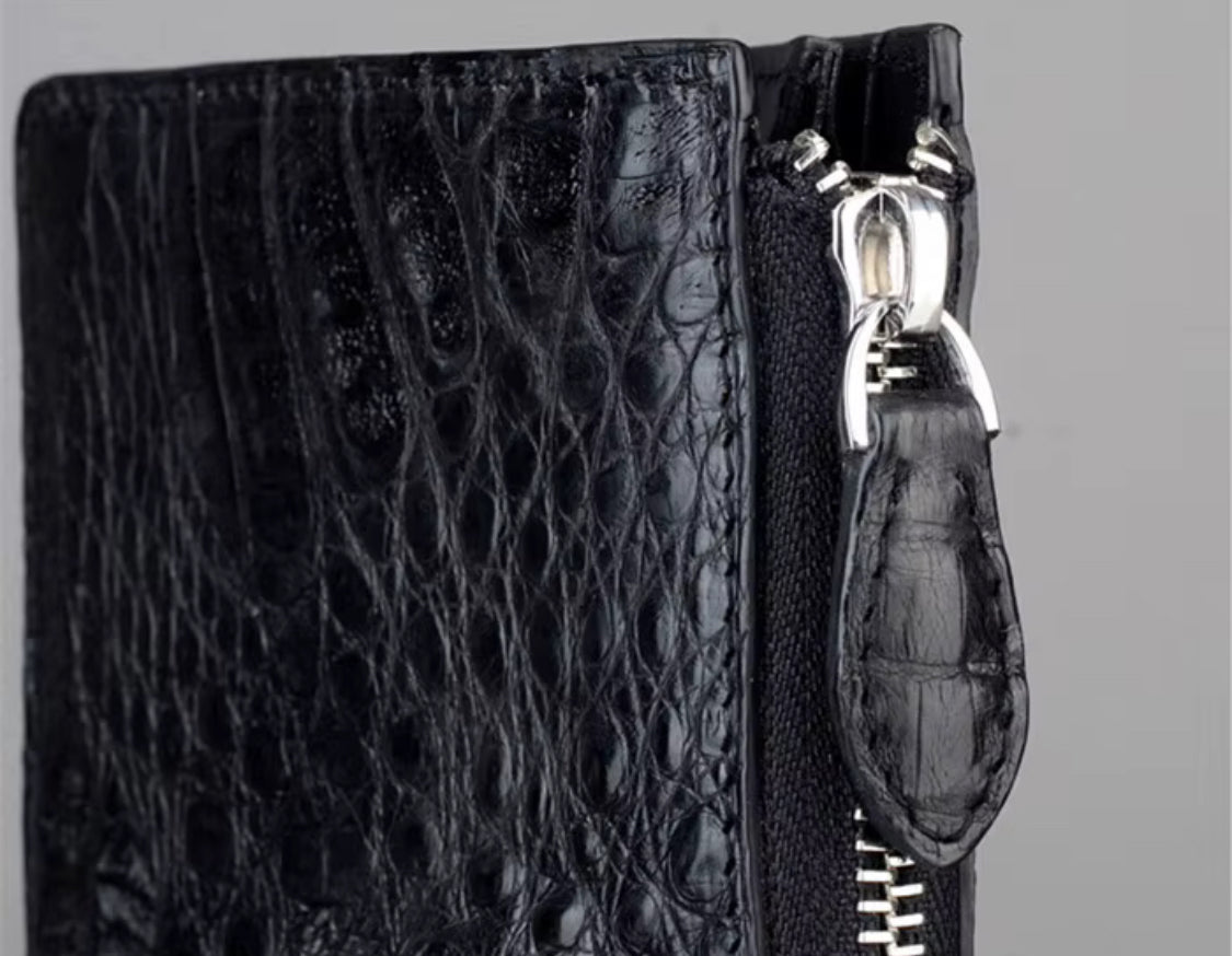 Crocodile Leather Men’s Zipper Wallet | Handmade in Italy