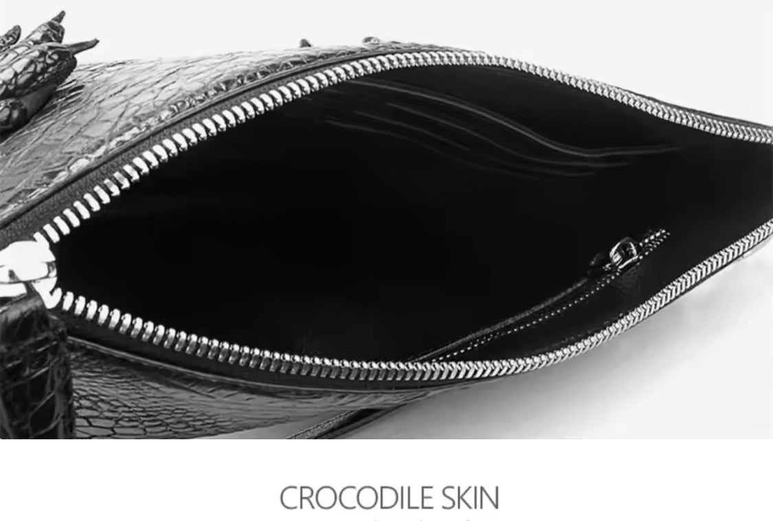 Crocodile Leather Document Wallet | Men & Women | Handmade in Italy