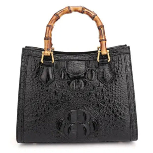 Black Crocodile Leather Bag for Women | Handmade in Italy