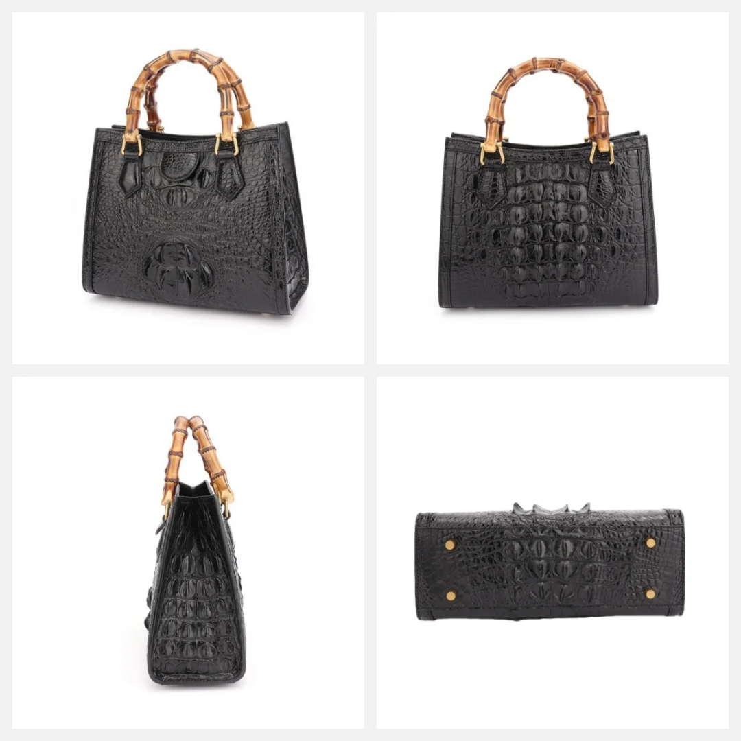 Black Crocodile Leather Bag for Women | Handmade in Italy