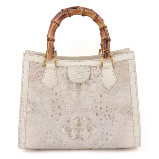 Unique White Crocodile Leather Bag | Handmade in Italy | Noiyan