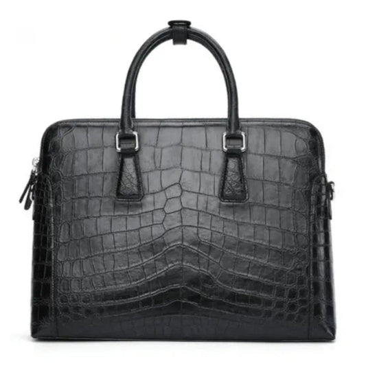 Black Crocodile Leather Bag for Men | Handmade in Italy – L38×H28×W9cm