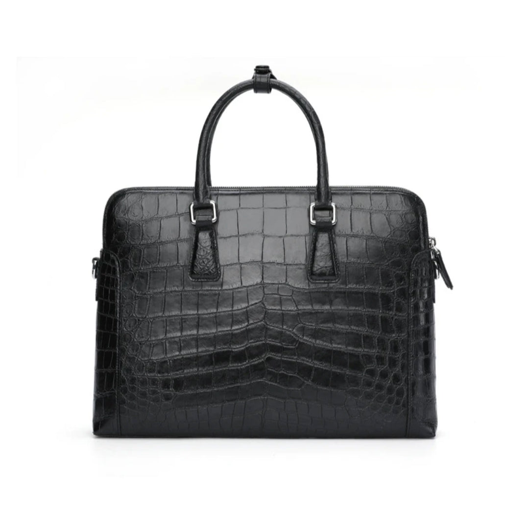 Black Crocodile Leather Bag for Men | Handmade in Italy – L38×H28×W9cm