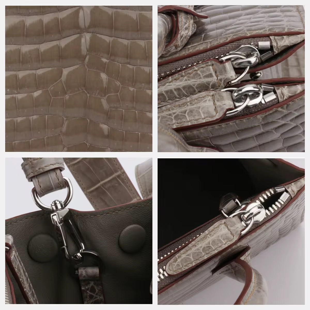 Orange, Gray & Black Crocodile Leather Bag | Belly Cut – Handmade in Italy L25×H19×W11.5cm