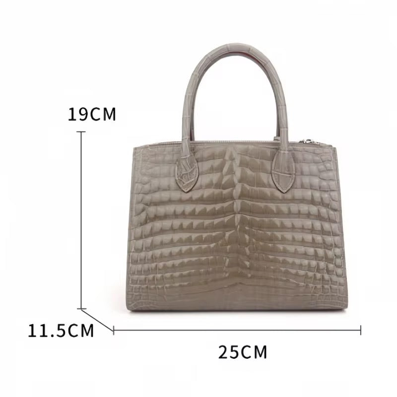Orange, Gray & Black Crocodile Leather Bag | Belly Cut – Handmade in Italy L25×H19×W11.5cm