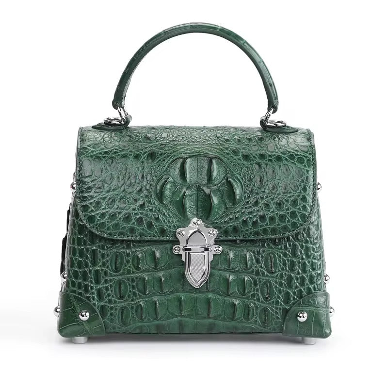 Crocodile Leather Bag for Women in 4 Colors | Handmade in Italy – L21×H16.5×W10cm