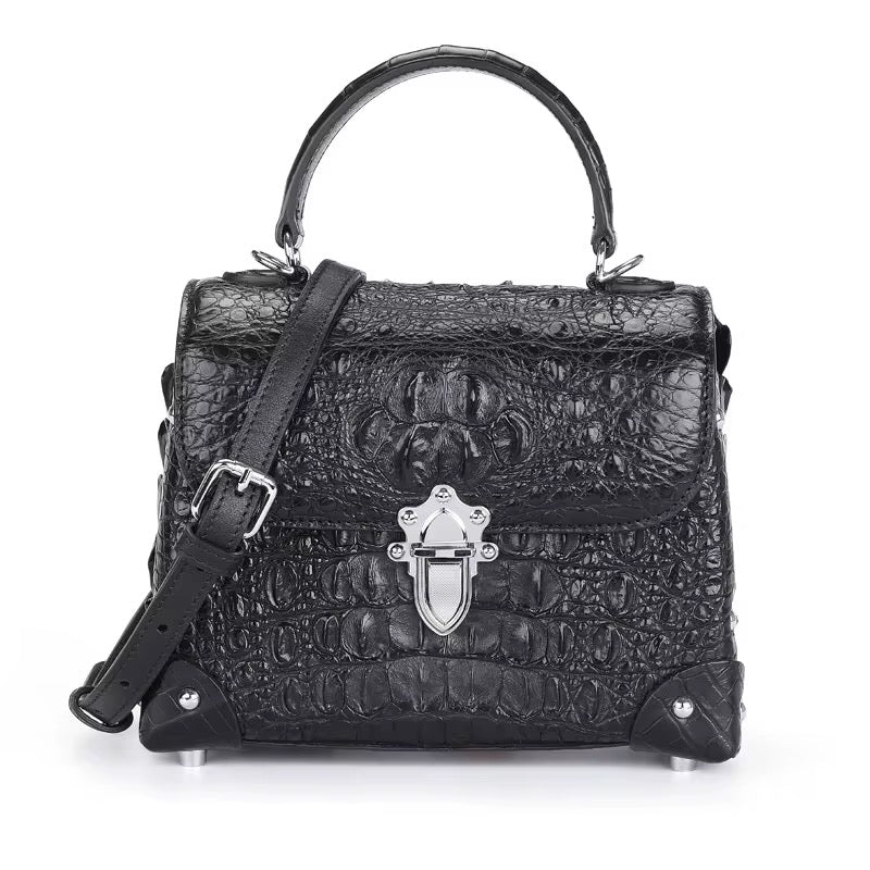 Crocodile Leather Bag for Women in 4 Colors | Handmade in Italy – L21×H16.5×W10cm