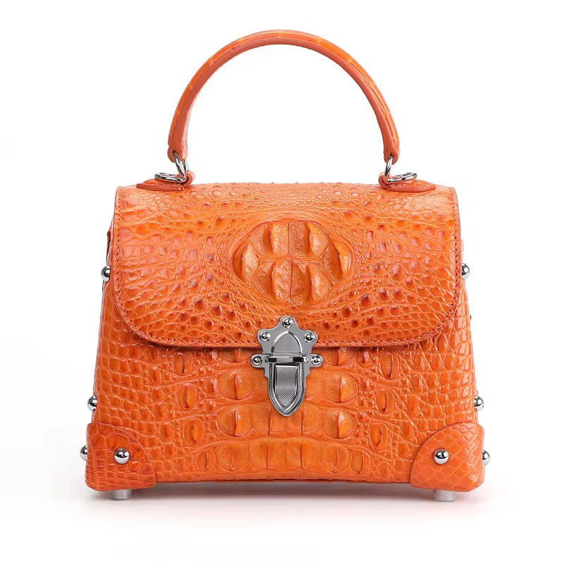 Crocodile Leather Bag for Women in 4 Colors | Handmade in Italy – L21×H16.5×W10cm