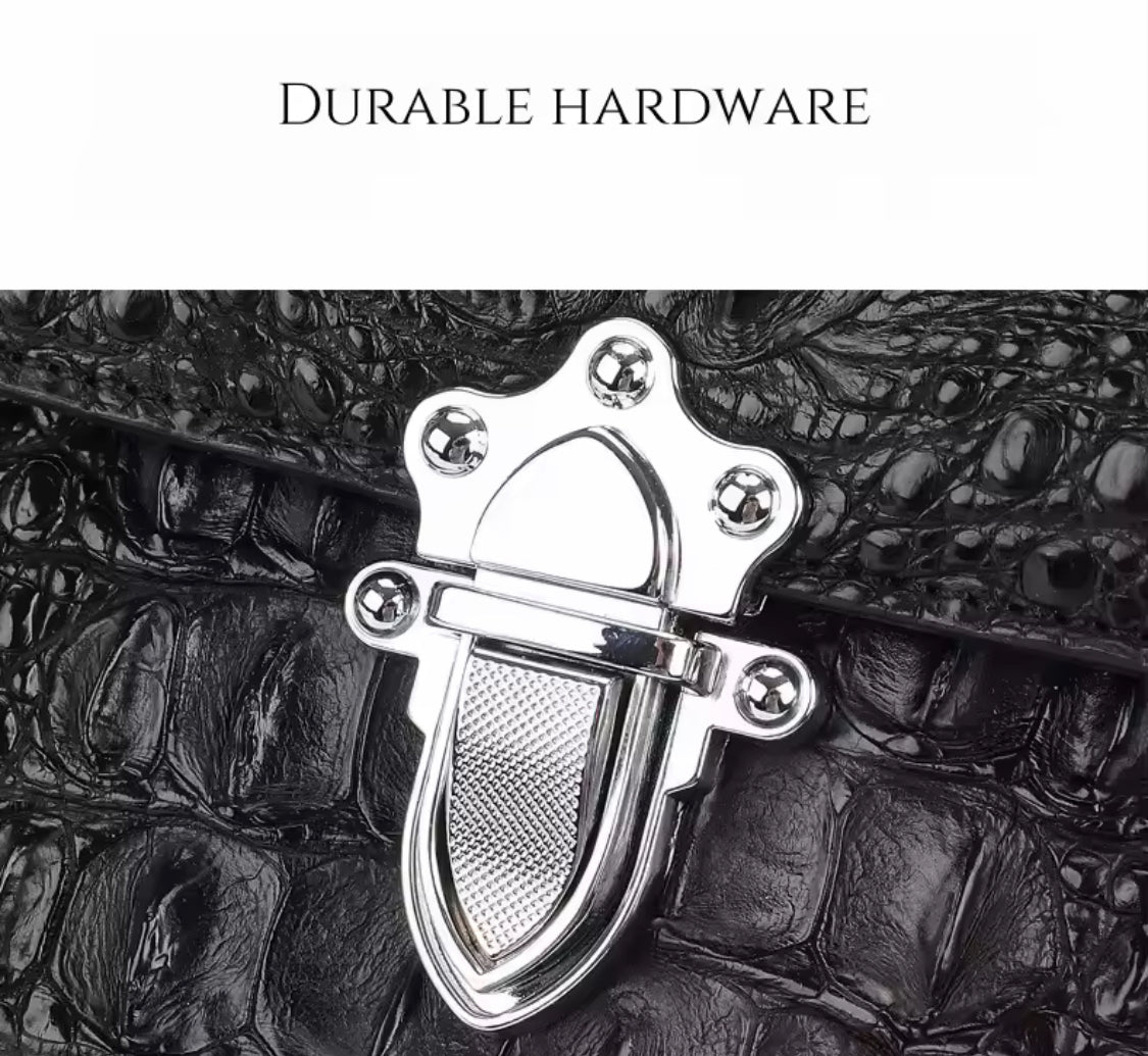 Crocodile Leather Bag for Women in 4 Colors | Handmade in Italy – L21×H16.5×W10cm