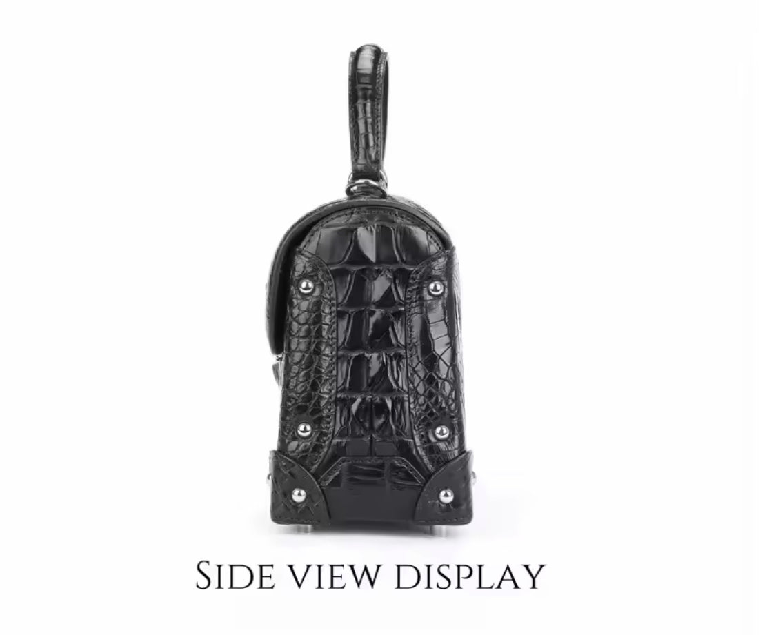 Crocodile Leather Bag for Women in 4 Colors | Handmade in Italy – L21×H16.5×W10cm