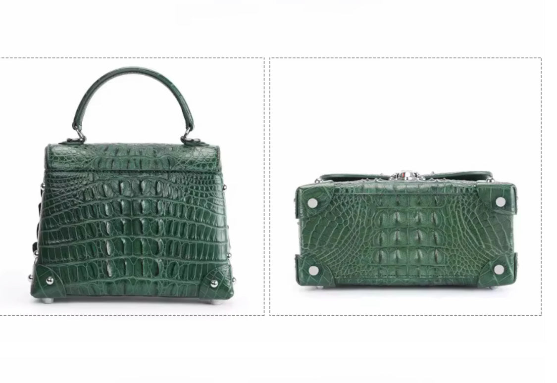 Crocodile Leather Bag for Women in 4 Colors | Handmade in Italy – L21×H16.5×W10cm