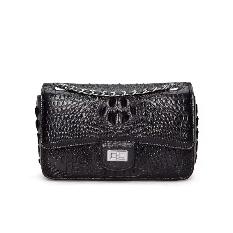 Crocodile Leather Crossbody Chain Bag – Handmade in Italy | Noiyan