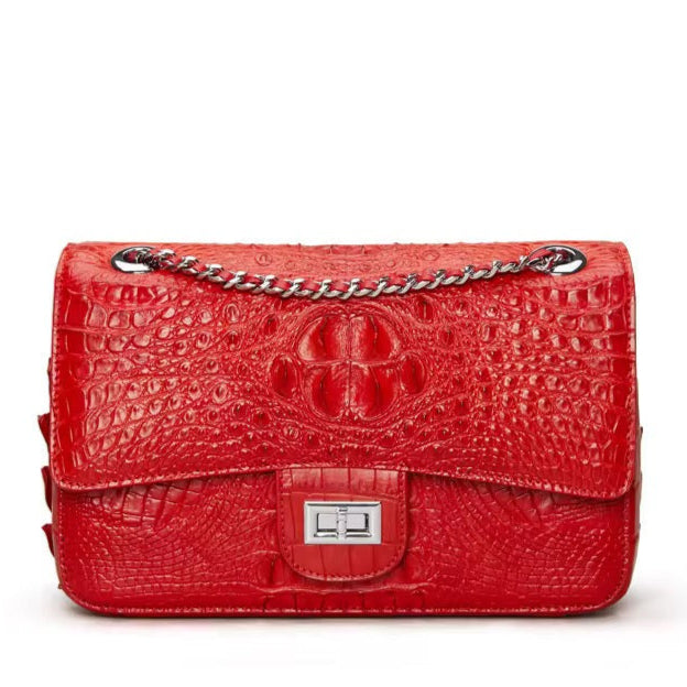 Crocodile Leather Crossbody Chain Bag – Handmade in Italy | Noiyan