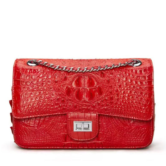 Crocodile Leather Crossbody Chain Bag – Handmade in Italy | Noiyan
