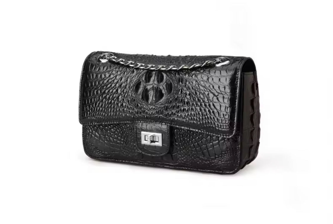 Crocodile Leather Crossbody Chain Bag – Handmade in Italy | Noiyan