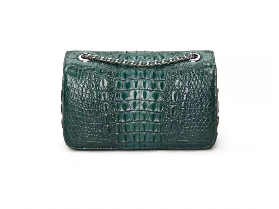 Crocodile Leather Crossbody Chain Bag – Handmade in Italy | Noiyan