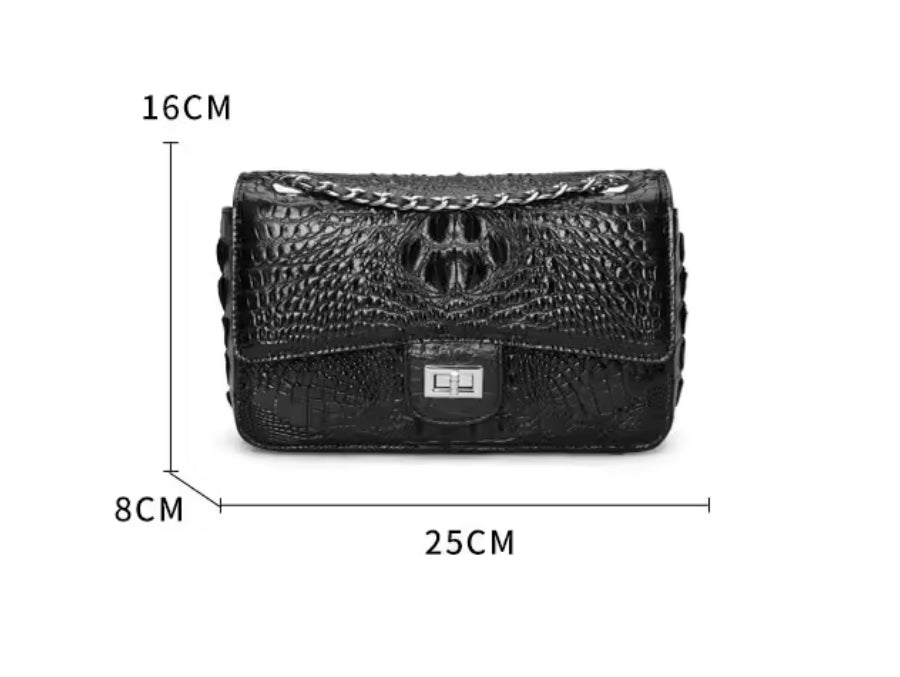 Crocodile Leather Crossbody Chain Bag – Handmade in Italy | Noiyan