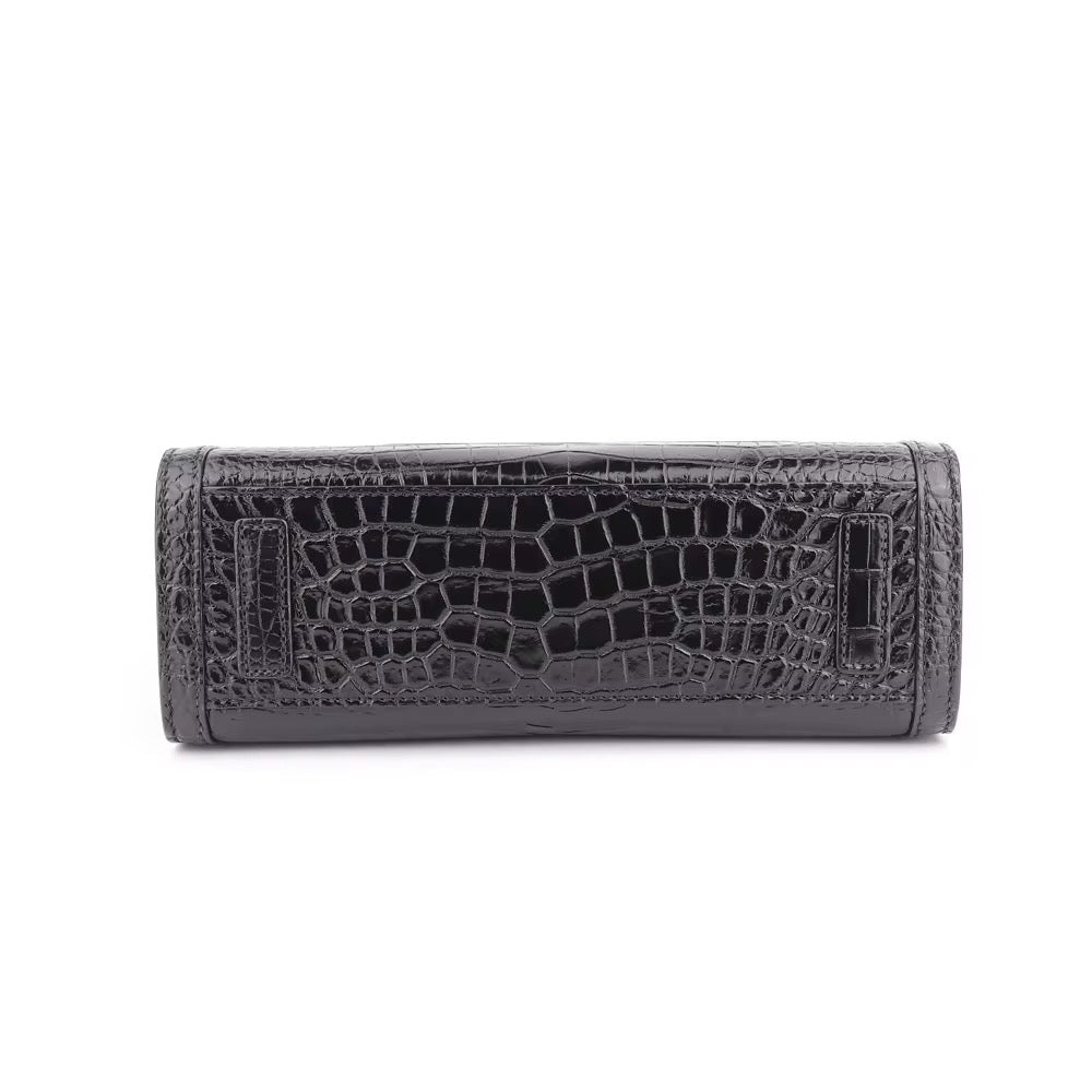 Black Crocodile Leather Shoulder Bag – Handmade in Italy | Noiyan