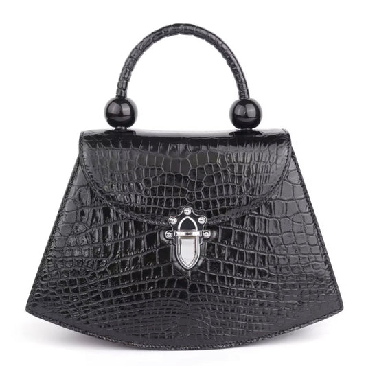 Black Crocodile Leather Belly Bag – Handmade in Italy | Noiyan