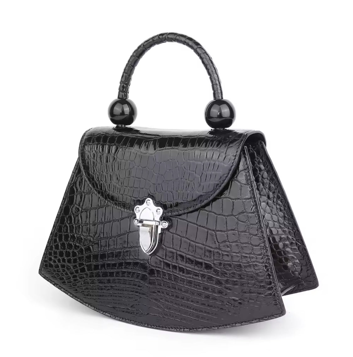 Black Crocodile Leather Belly Bag – Handmade in Italy | Noiyan