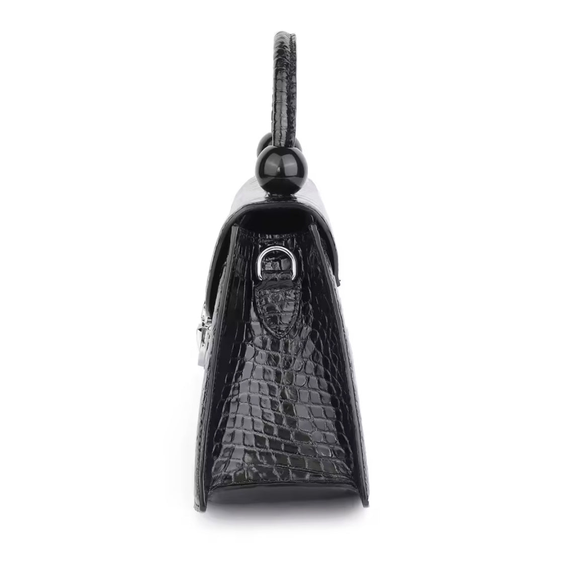 Black Crocodile Leather Belly Bag – Handmade in Italy | Noiyan