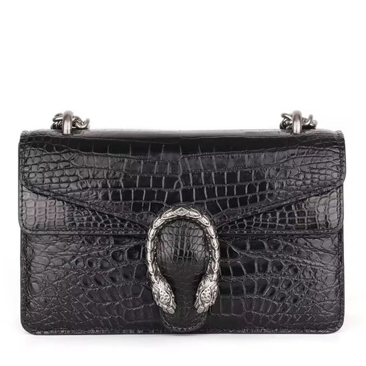 Black Crocodile Leather Belly Purse – Handmade in Italy | Noiyan