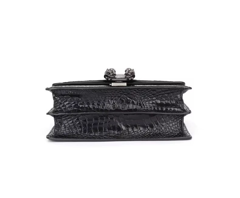 Black Crocodile Leather Belly Purse – Handmade in Italy | Noiyan