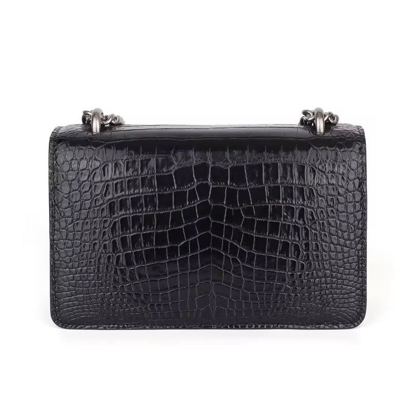 Black Crocodile Leather Belly Purse – Handmade in Italy | Noiyan