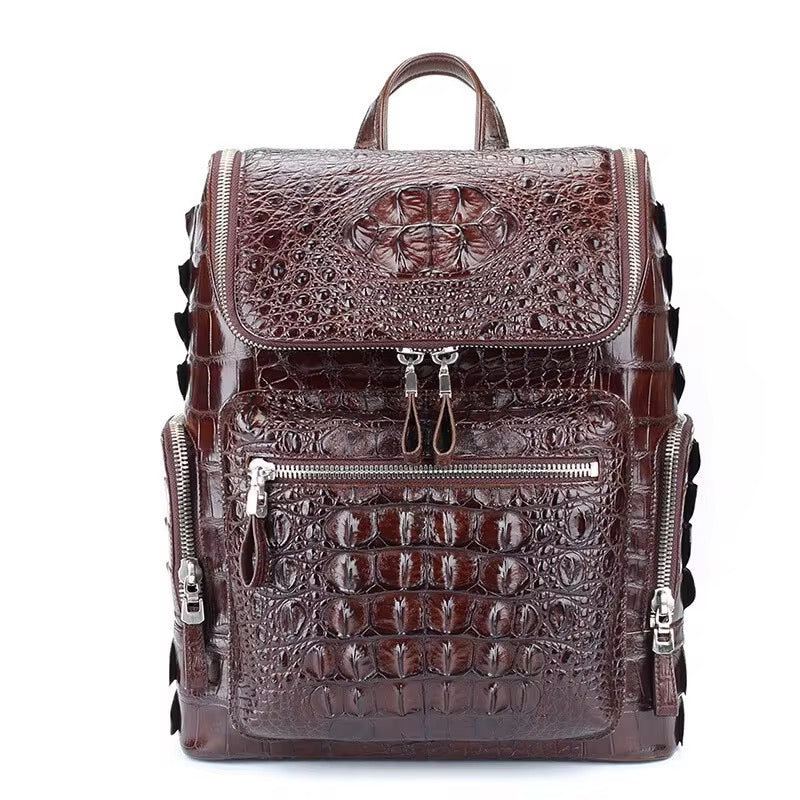 Crocodile Leather Travel Bag Black & Brown – Handmade in Italy | Noiyan