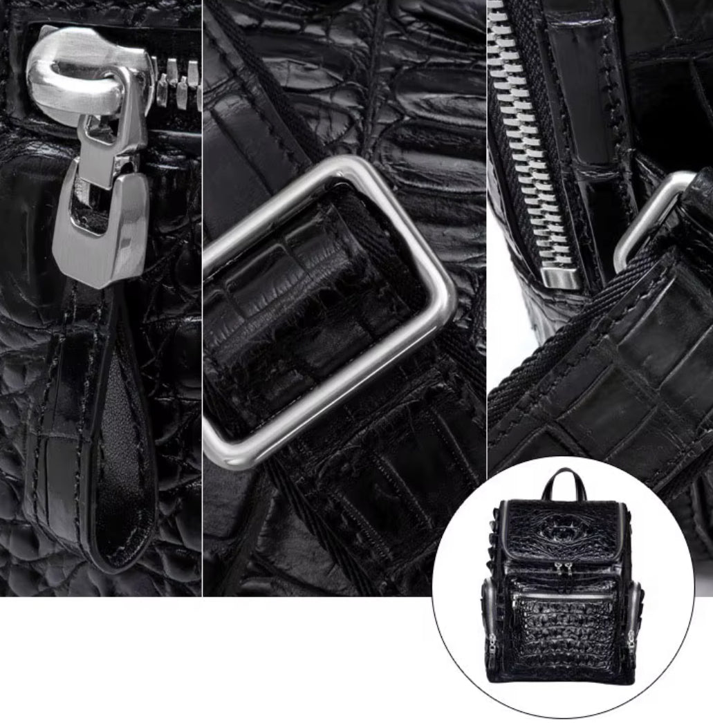 Crocodile Leather Travel Bag Black & Brown – Handmade in Italy | Noiyan