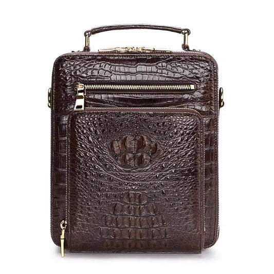 Crocodile Leather Travel Bag Black & Brown – Handmade in Italy | Noiyan
