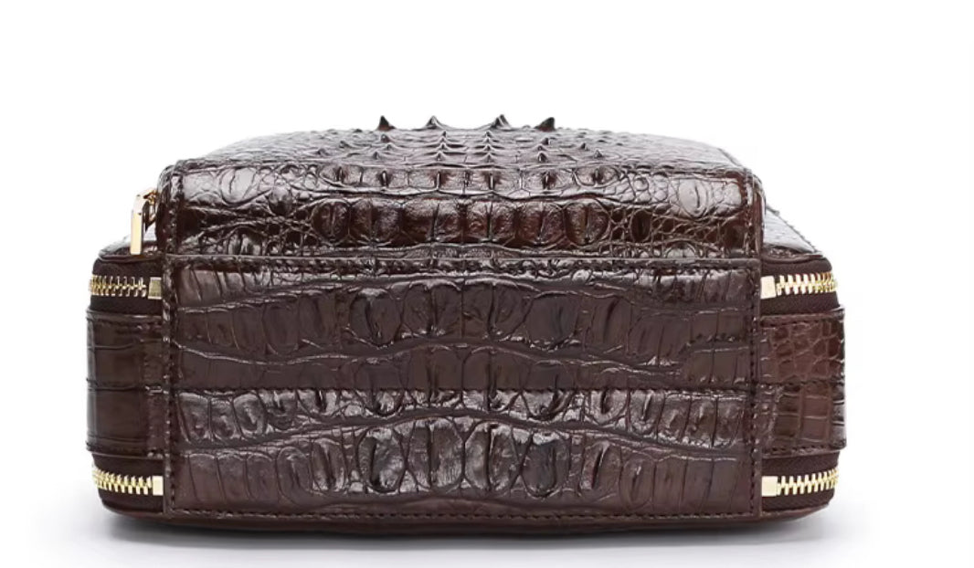 Crocodile Leather Travel Bag Black & Brown – Handmade in Italy | Noiyan