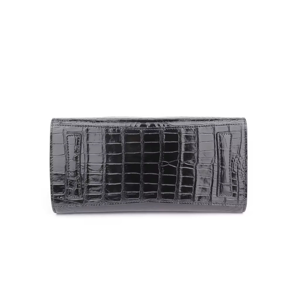 Black Crocodile Belly Leather Bag – Handmade in Italy | Noiyan