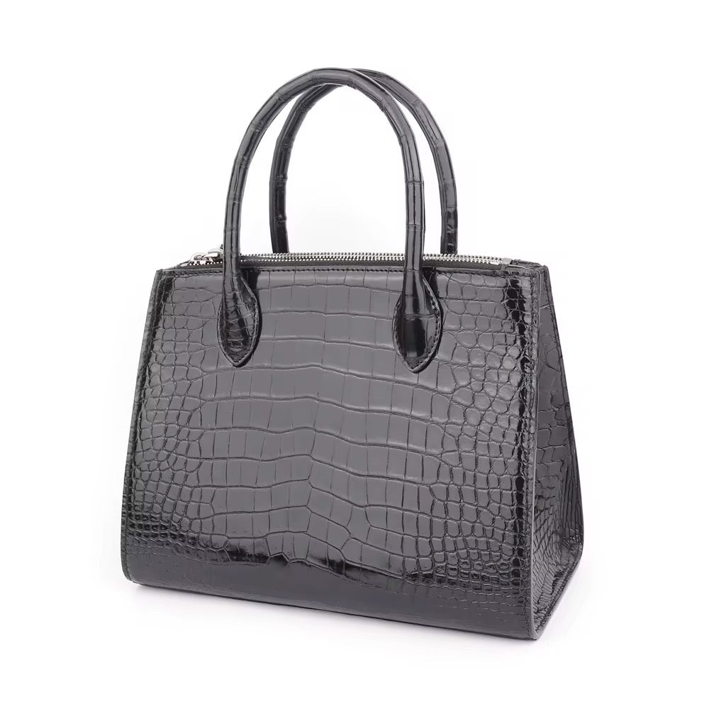 Black Crocodile Belly Leather Bag – Handmade in Italy | Noiyan