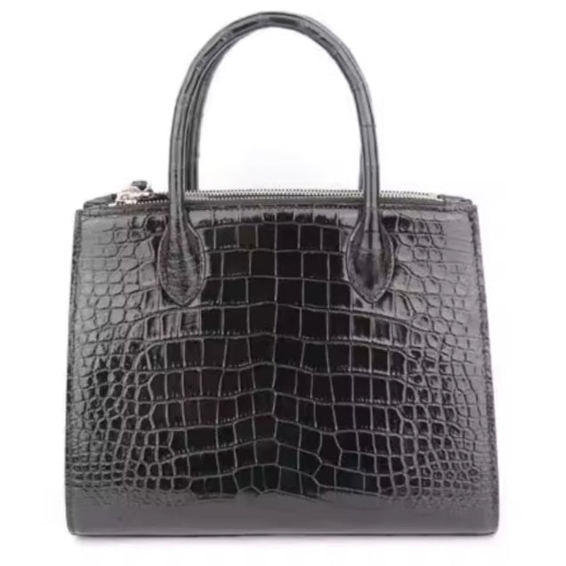Black Crocodile Belly Leather Bag – Handmade in Italy | Noiyan