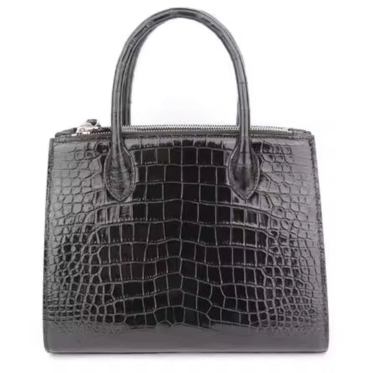Black Crocodile Belly Leather Bag – Handmade in Italy | Noiyan