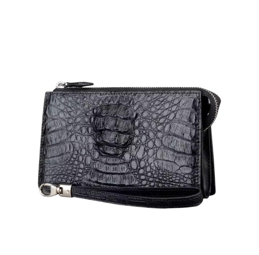 Crocodile Leather Men’s Zipper Wallet | Handmade in Italy
