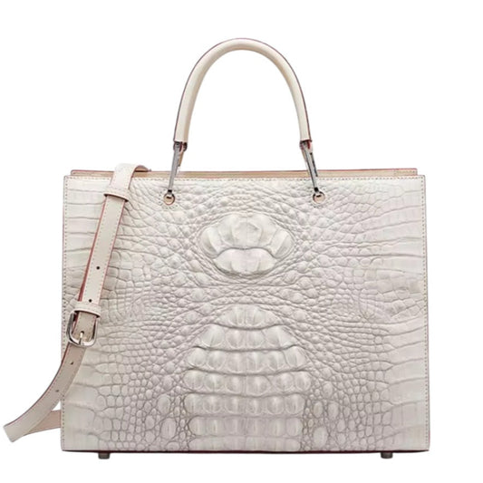 White Crocodile Leather Bag for Women | Handmade in Italy