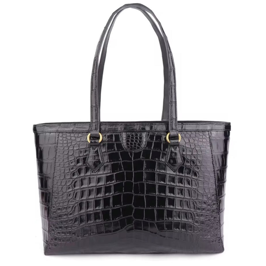 Black Belly Crocodile Leather Bag – Handmade in Italy | Noiyan