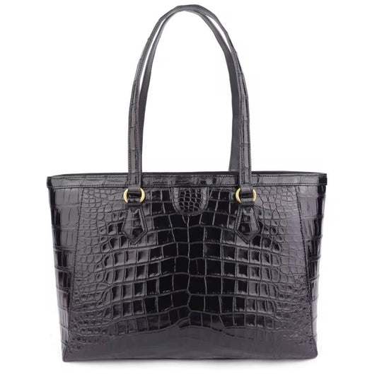 Black Belly Crocodile Leather Bag – Handmade in Italy | Noiyan