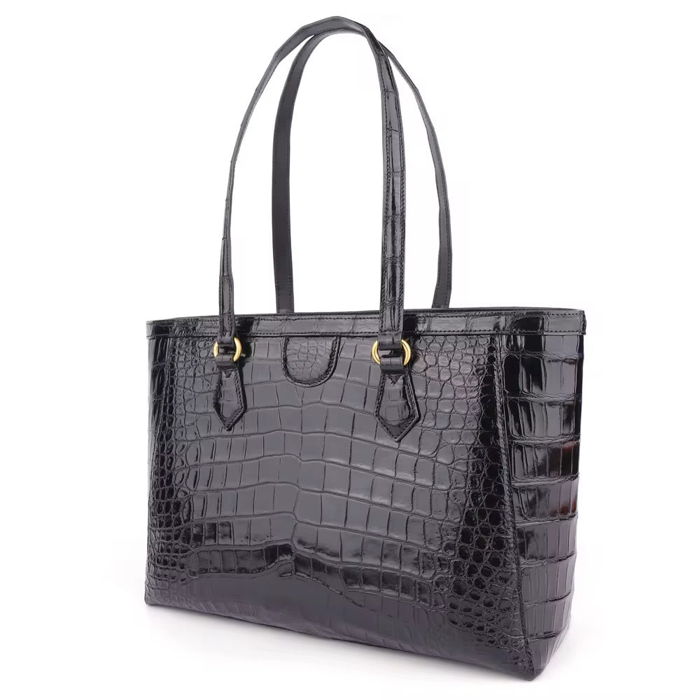 Black Belly Crocodile Leather Bag – Handmade in Italy | Noiyan