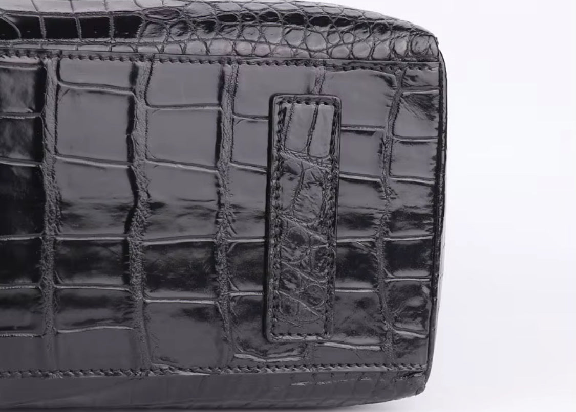 Black Belly Crocodile Leather Bag – Handmade in Italy | Noiyan